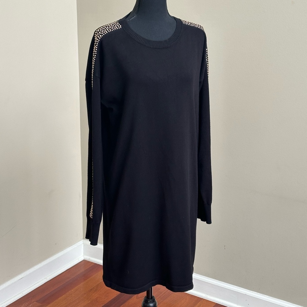 Calvin Klein Gold Studded Sleeve Sweater Dress